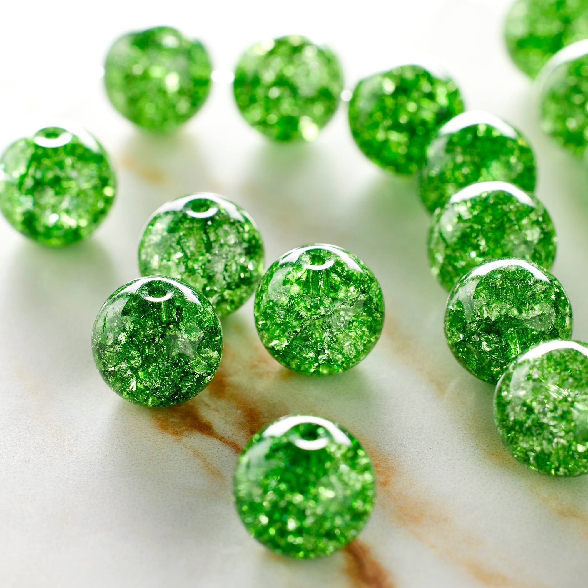 Green Crackled Quartz Round Beads, 10mm by Bead Landing™